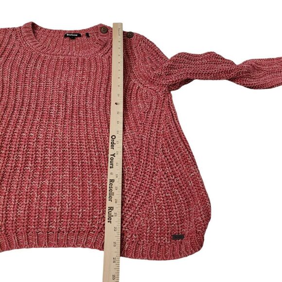 Barbour Sweater Womens 12 Pink Rogan Chunky Knit Pullover Button Detail - Picture 9 of 9